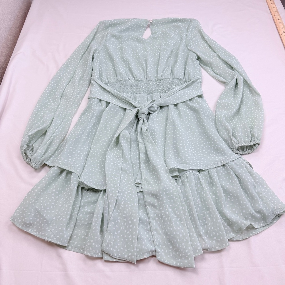 Japna Light Green Long Sleeve Dress - Picture 14 of 14